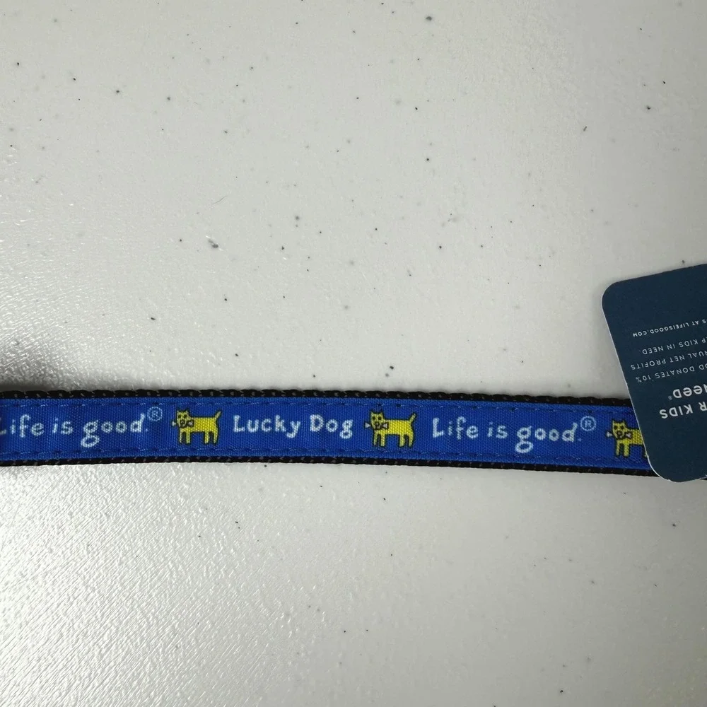 Life is Good Small Dog Collar Blue Lucky Dog Graphic Adjustable Nylon NEW